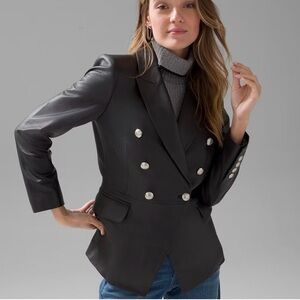 WHITE HOUSE BLACK MARKET GENUINE LEATHER JACKET BLAZER 2